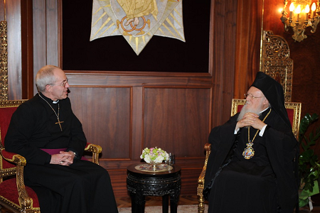 2014 Patriarch Bartholomew, Archbishop Justin Wlby 1.png